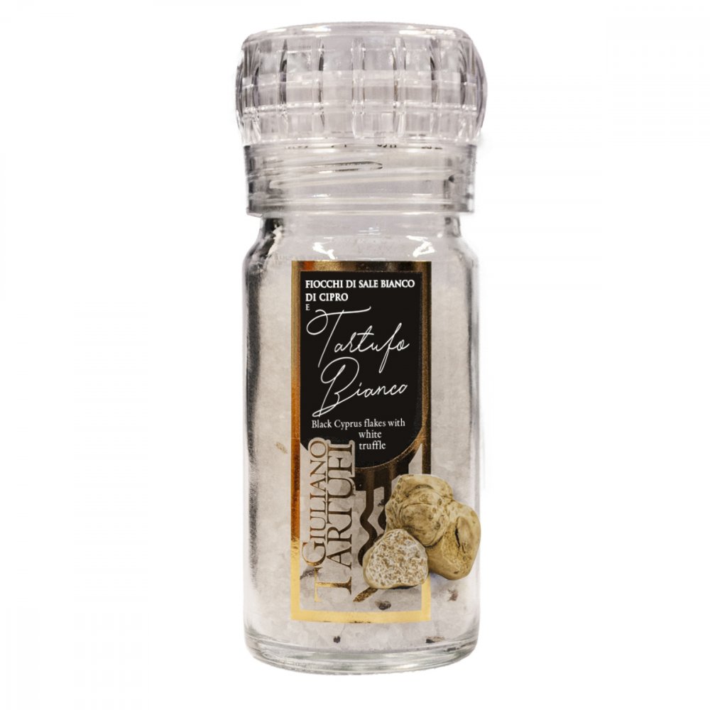 Levně Bílá súl z Kypru s drahocenným bílým lanýžem - s mlýnkem - 50g (Lanýžová sůl)