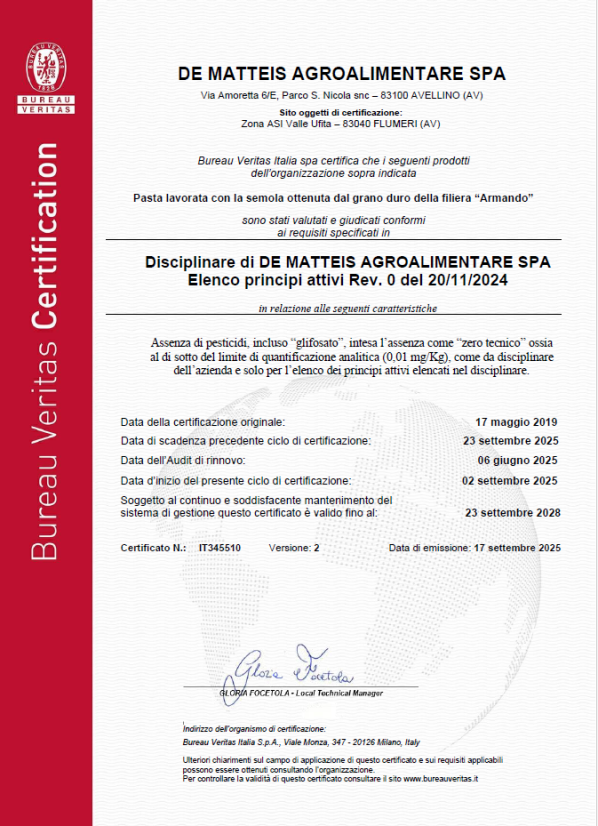 Těstoviny Mezze Penne Armando, 500 g - metoda nulových reziduí