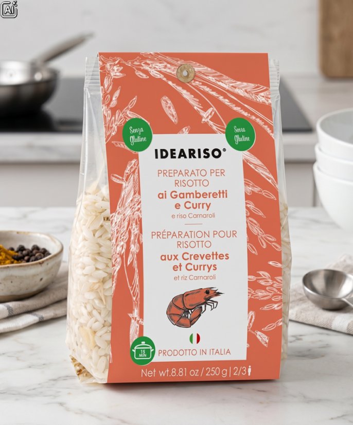 Italské rizoto na kari s krevetami, 250 g (Risotto Gamberetti e Curry)